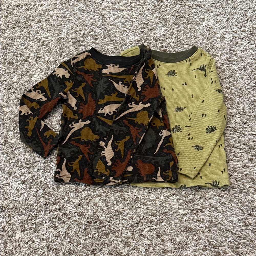 Dinosaur Print Kids Shirts - Black and Green